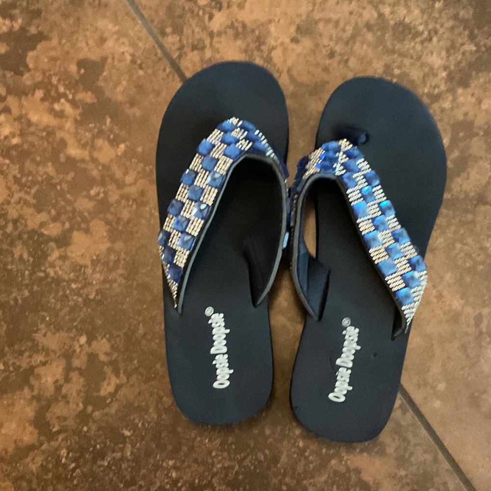Oogie Boogie Blue Beaded Flip Flops
